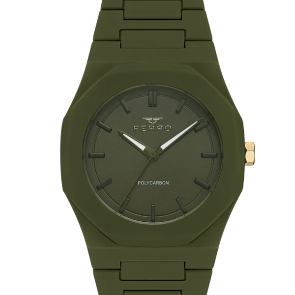 ساعة يد رجالية من فيرو F11400D بسوار من البولي كاربون والحديد