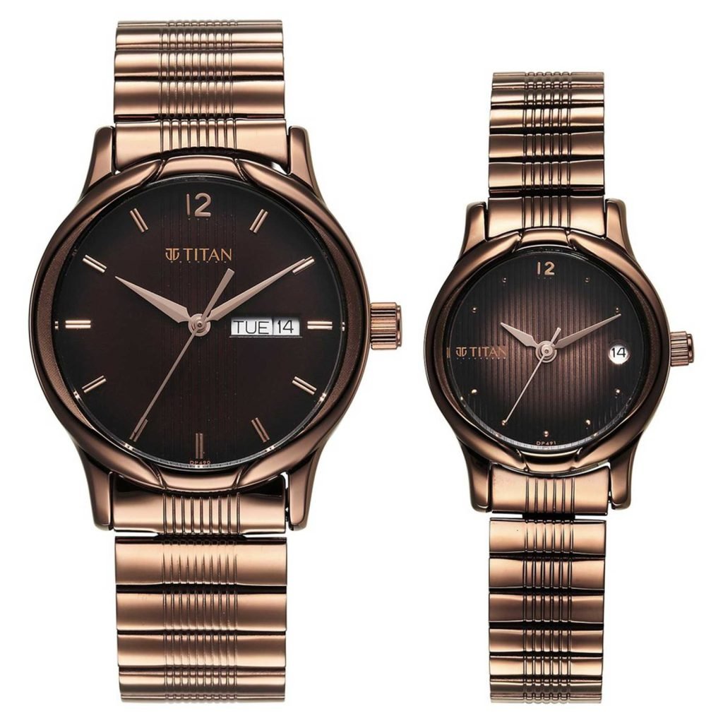 Titan Couple's Watch Stainless Steel Band, 1580QM