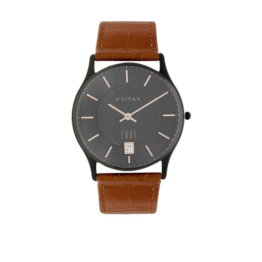 Titan Men's Watch Edge Collection Analog, Leather Strap, 1683