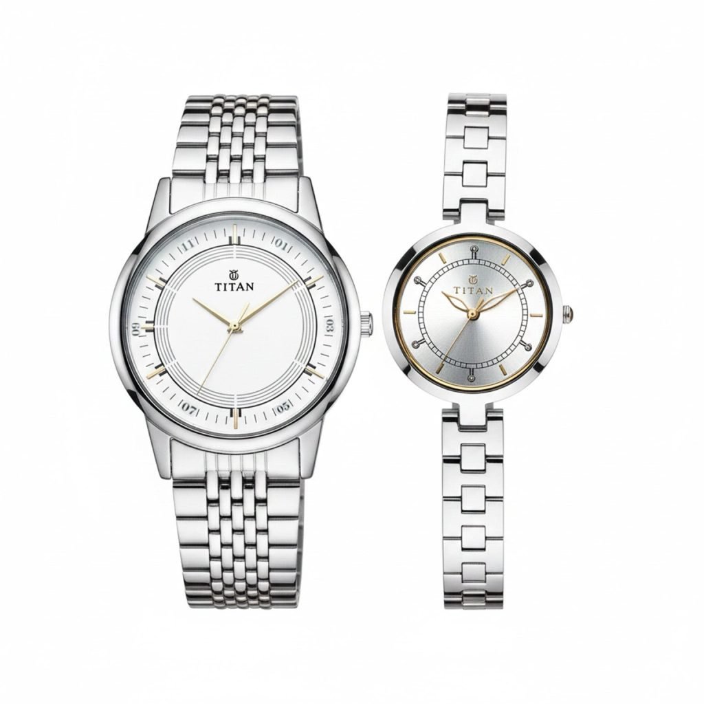Titan Couple's Watch Classique Collection Analog, Stainless Strap, 1773S.