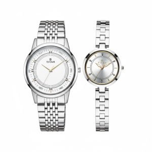 Titan Couple's Watch Classique Collection Analog, Stainless Strap, 1773S.