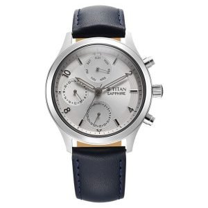 Titan Sapphire Men's Multifunction Watch Analog Leather Strap, 1874SL
