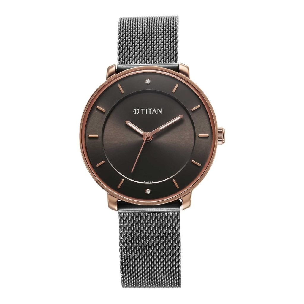 Titan Noir Women's Watch Analog Anthracite Mesh Band, 2728KM