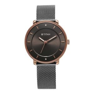 Titan Noir Women's Watch Analog Anthracite Mesh Band, 2728KM