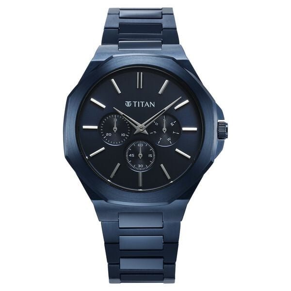 Titan Classic Slim Men's Multifunction Watch Stainless Steel Band, 90198QM