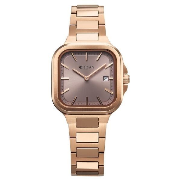 Titan Slim Square Women's Watch Stainless Steel Band, 95291WM