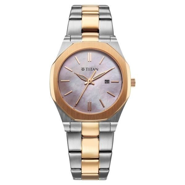 Titan Workday Wonders Quartz Analog Women's watch with Date Stainless Steel Strap, 95295KM