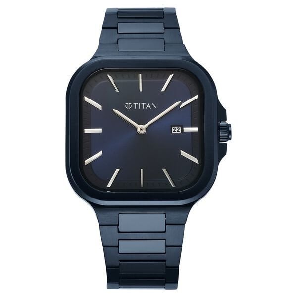 Titan Classique Slim Square Men's Watch Stainless Steel Band, 90176QM