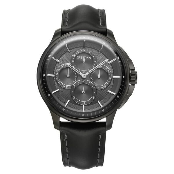 Titan Classique Four Eye Multifunction Leather Strap,90217QL01
